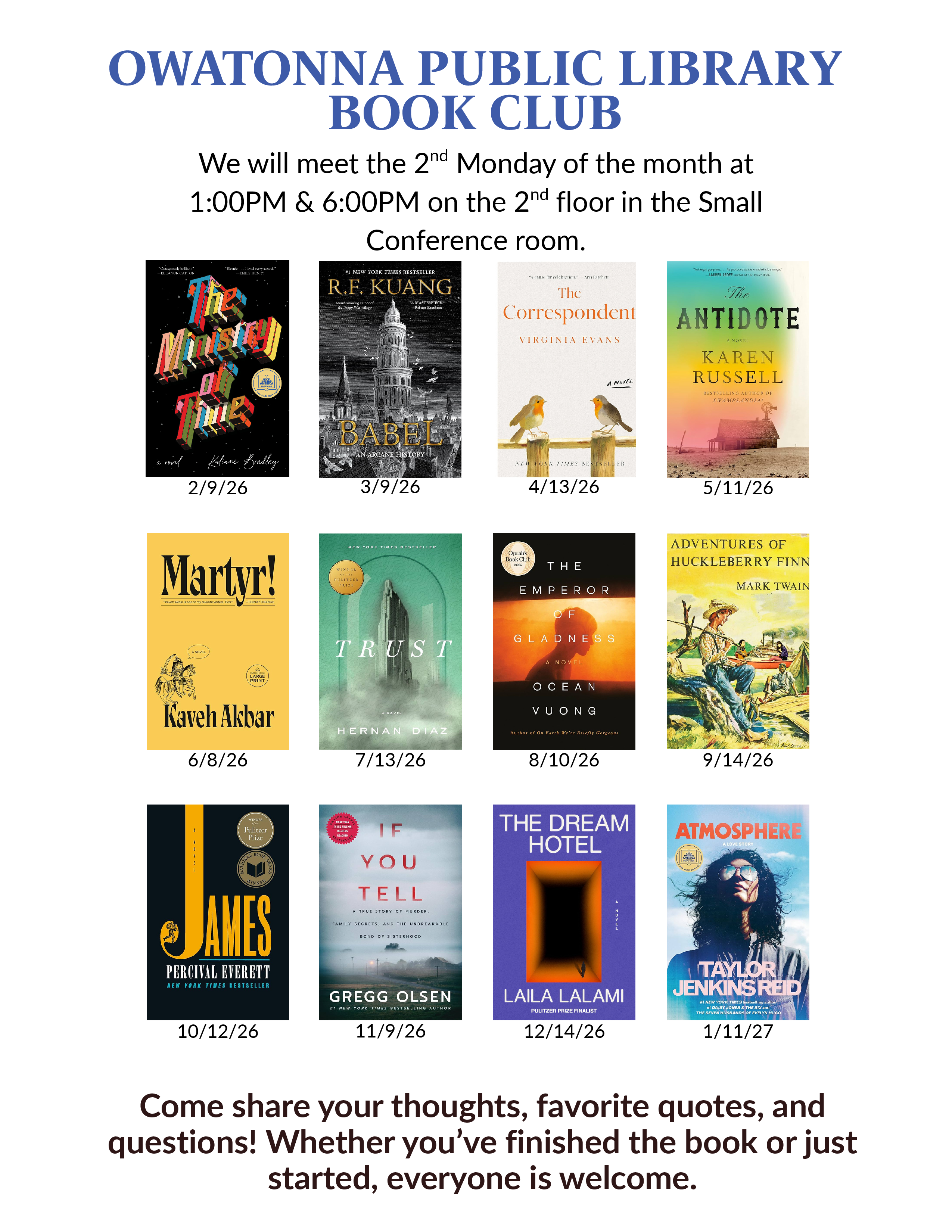 OPL Book Club List 2026